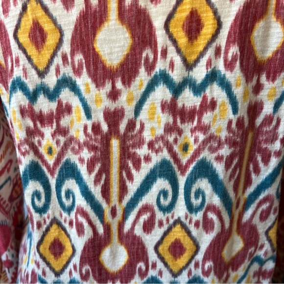 Lucky Print Blouse Long Sleeve Bohemian Tunic Top‎ Colorful Pattern Size Medium - Picture 5 of 6